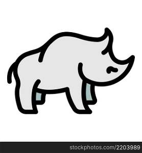 Wild rhino icon. Outline wild rhino vector icon color flat isolated. Wild rhino icon color outline vector