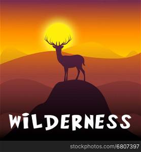 Wilderness Stag Mountain Scene Shows Wild Environment 3d Illustration