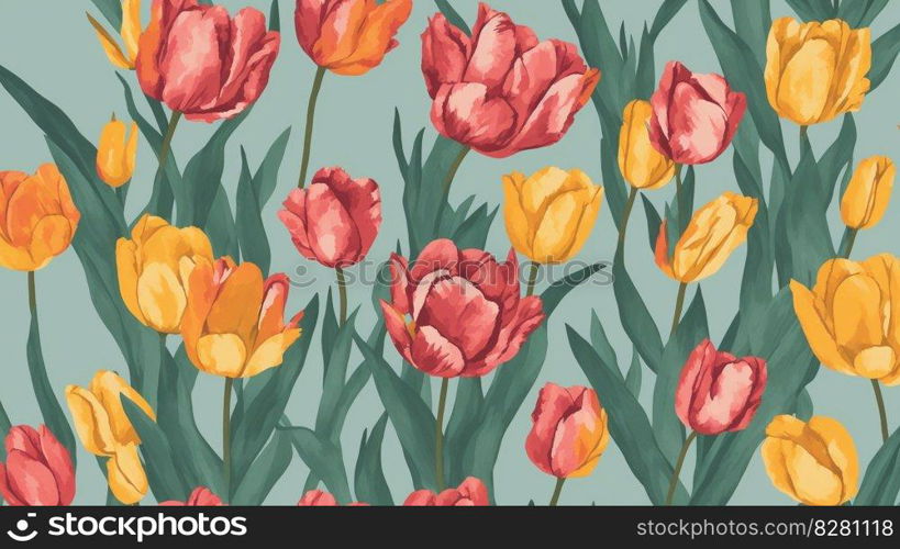 Wildflower tulip flower pattern,AI Generated