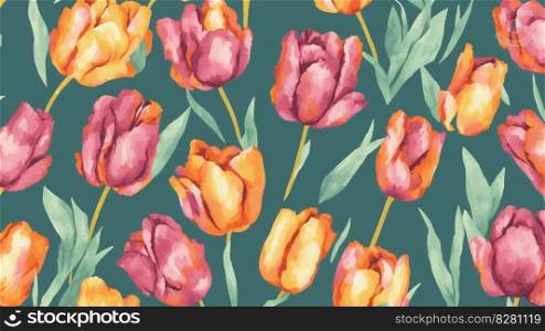 Wildflower tulip flower pattern in a watercolor style isolated,AI Generated