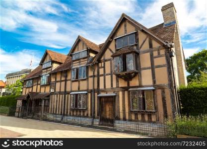 William Shakespeares Birthplace on Henley street in Stratford-upon-Avon in a beautiful summer day, England, United Kingdom