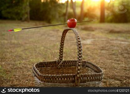 William tell metaphor with red apple and arrow