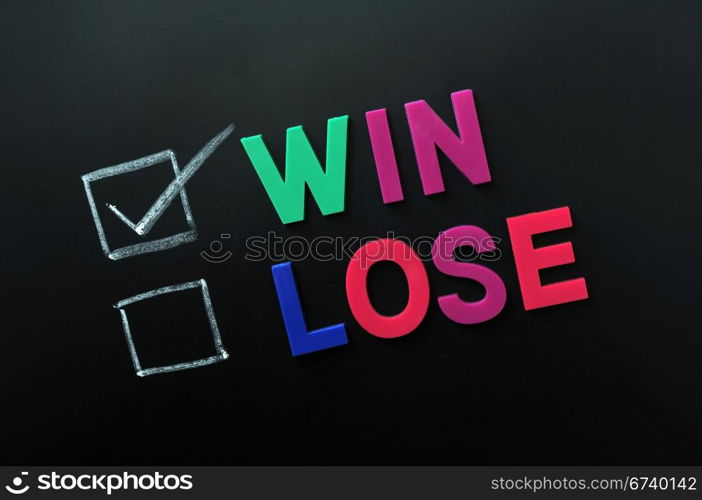 Win and lose check boxes with win checked on a blackboard