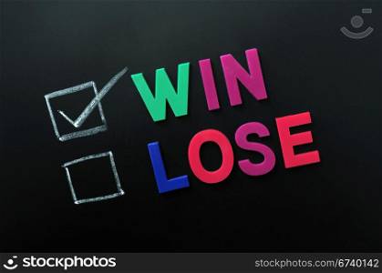 Win and lose check boxes with win checked on a blackboard