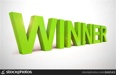 Win or winner concept icon means to Have Victory in a competition. Being the top performer or leadership in an event - 3d illustration. Winner Word On Table Representing Success And Victory
