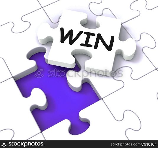 . Win Puzzle Shows Success Winner Finish 1st