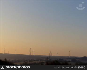 Wind farm in operation at sunrise&#xA;&#xA;