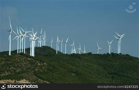 Wind generators on the top of the mountain