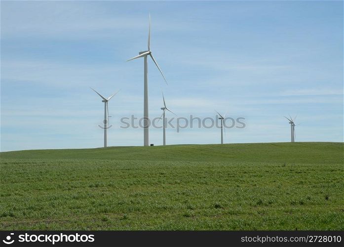 Wind power generators on a hillside, Suisun, California