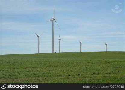 Wind power generators on a hillside, Suisun, California