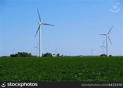 Wind power plant windmills, MI, USA