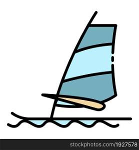Wind surfing icon. Outline wind surfing vector icon color flat isolated. Wind surfing icon color outline vector