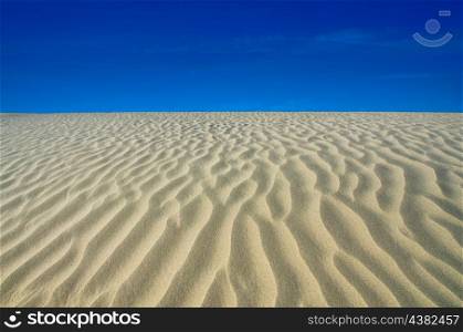 Wind swept sand creating ridges on a Death Valley sand dune in California.