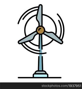 Wind turbine icon. Outline wind turbine vector icon color flat isolated. Wind turbine icon color outline vector