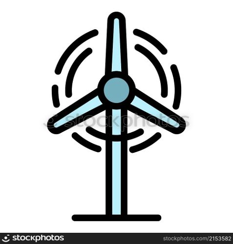 Wind turbine icon. Outline wind turbine vector icon color flat isolated. Wind turbine icon color outline vector