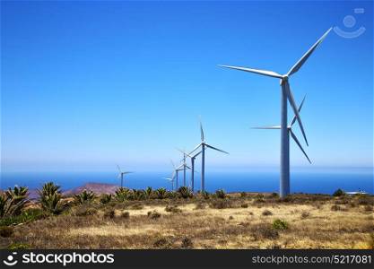 wind turbines and the sky in the isle of lanzarote spain africa