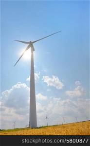 Wind Turbines in wind farm field