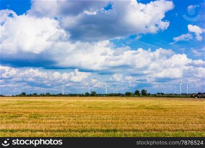 Wind turbines. meadow with wind turbines