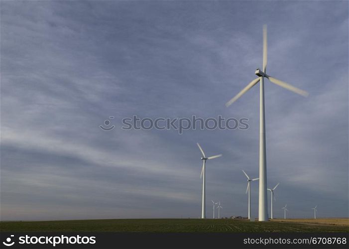 Wind turbines on a field
