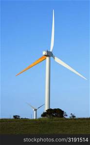 Wind turbines on a landscape, Pakini Nui Wind Project, South Point, Big Island, Hawaii Islands, USA