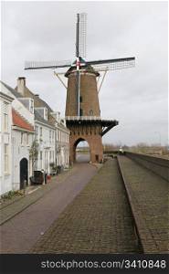 Windmill in the medieval Dutch city Wijk bij Duurstede