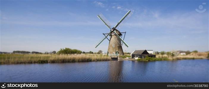 Windmill, Kinderdijk in netherlands. Dutch windmill in Kinderdijk