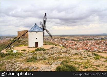 Windmill overlooking town of Consuegra, Spain
