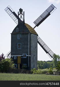 Windmill Saalow-close. Boxmill in Saalow, near Berlin, Germany