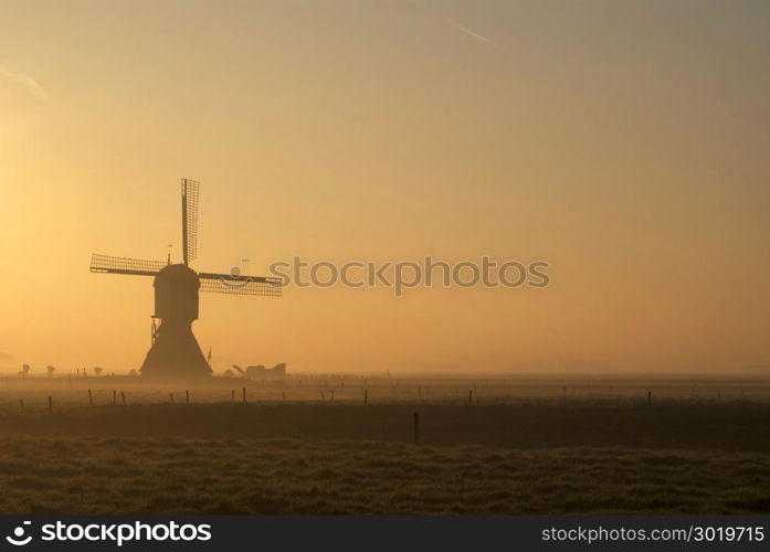 Windmill Zandwijkse Molen near Uppel in the Dutch province Noord-Brabant. Windmill Zandwijkse Molen