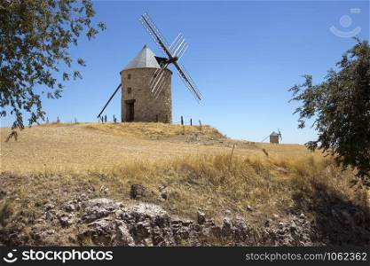 Windmills near the town of Belmonte in the La Mancha region of central Spain.