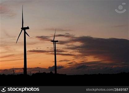 Windmills showing renewable energy in the evening