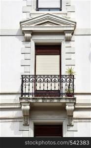 window and balcony on the building facade in Bilbao city Spain