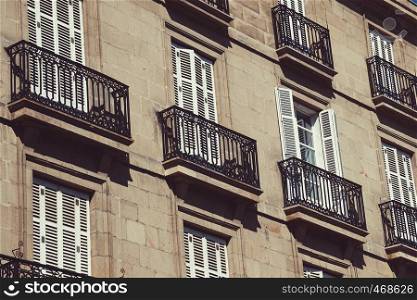 window and balcony on the building in Bilbao city