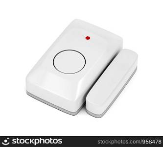 Window and door alarm sensor on white background