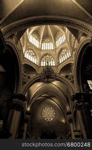 Window detail interior of a Gothic Catholic Cathedral