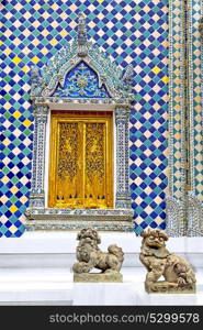 window in bangkok in thailand incision of the buddha gold temple