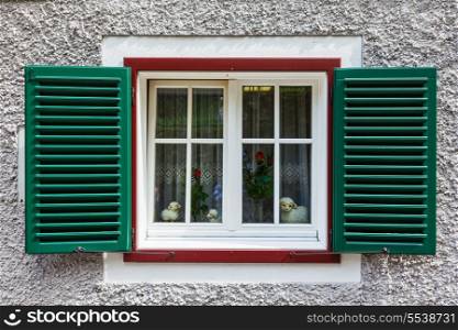 Window of an old house in village in Austria
