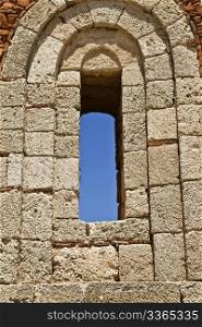 Window of ancient Temple ruins of Rhodes