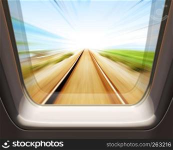 window of high speed train - motion blur