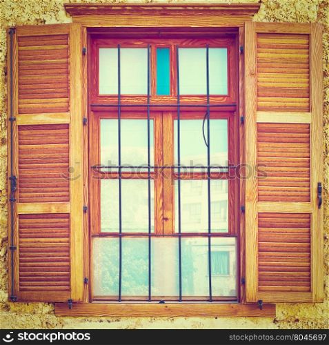 Window of Old Building after Reconstruction in Tel Aviv, Instagram Effect