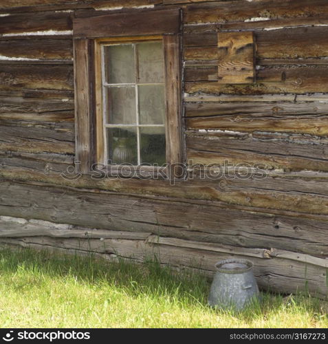 Window on log cabin