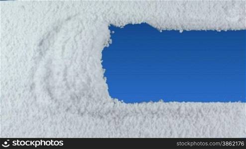 Window stripe drawn on snow background with matte