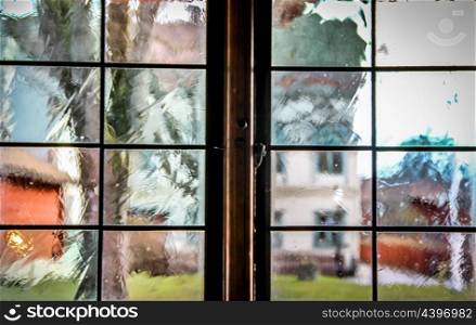 Window with crackelered glass.