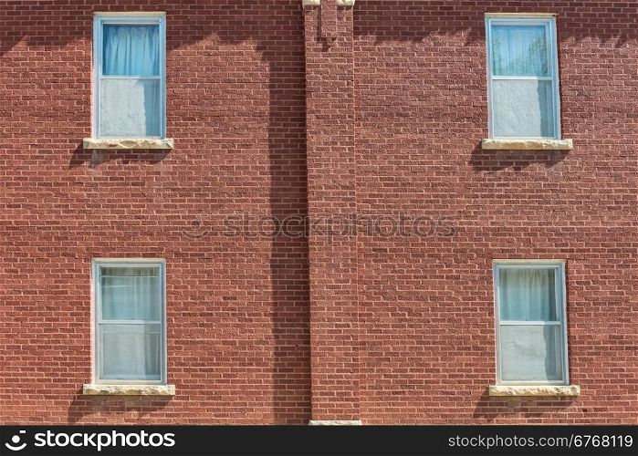 Windows in an old brick edifice, Cottonwood Falls, Kansas