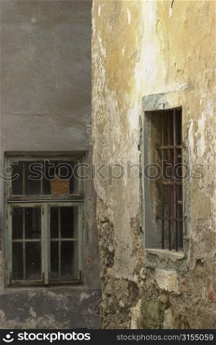 Windows of an old house in Slovenia