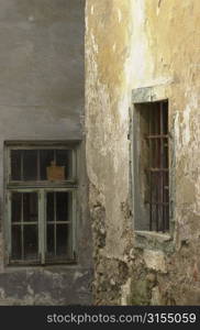 Windows of an old house in Slovenia