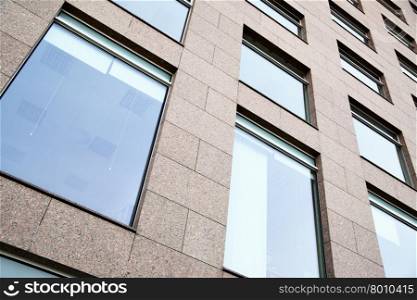 Windows of modern office building close up