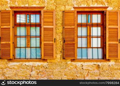 Windows of Old Building after Reconstruction in Tel Aviv