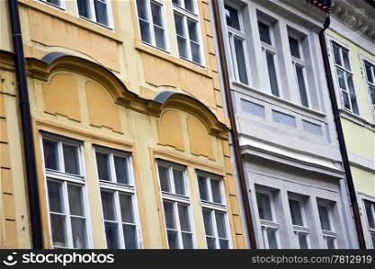 Windows of old building in Prague