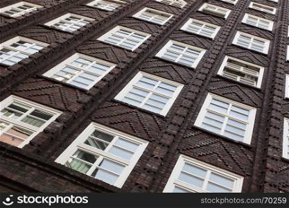 Windows of old house in Amsterdam, Netherlands